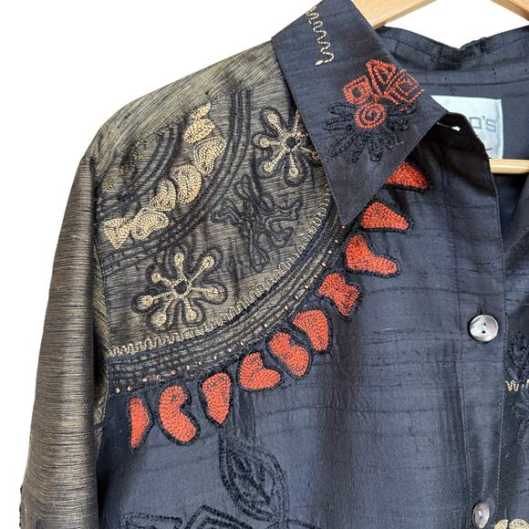 Chico's Embellished Beaded Silk Lightweight Jacket Sz XL or 16 - Picture 3 of 7